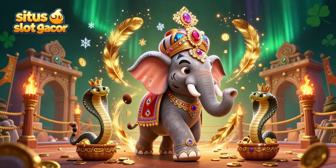 Experience situs slot gacor excitement with vibrant 3D illustration featuring majestic characters and casino elements.