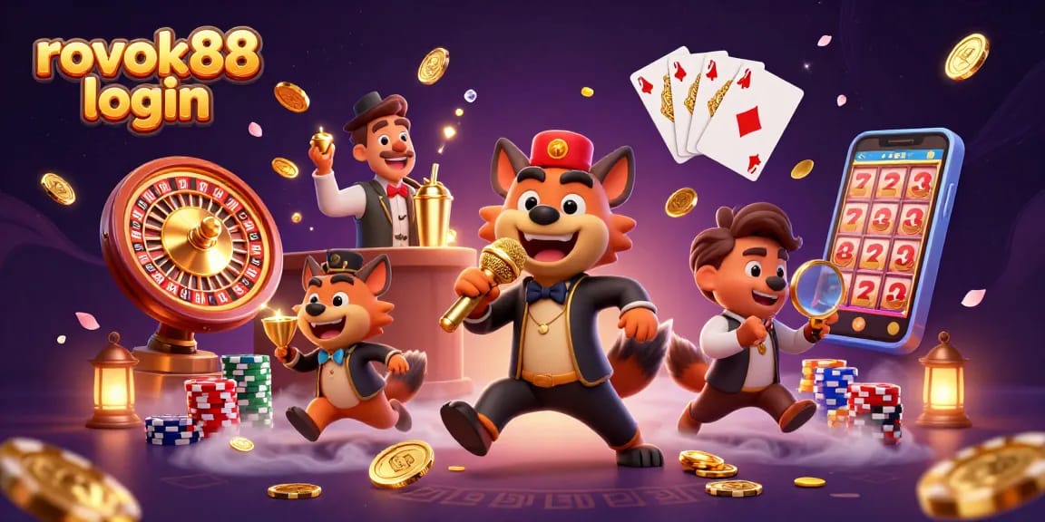 Experience the excitement of rokok88 login with vibrant hyenas in a comedy casino scene, filled with dynamic gambling elements.