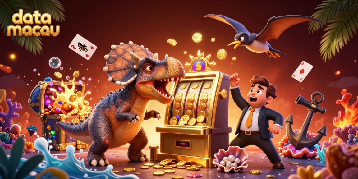 Memenangkan jackpot dengan data macau pada mesin slot yang diusik oleh pteranodon.