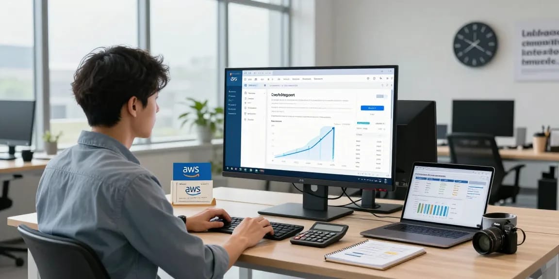 Discover how to buy AWS credits in a productive cloud computing workspace with strategic planning elements and cost management tools.