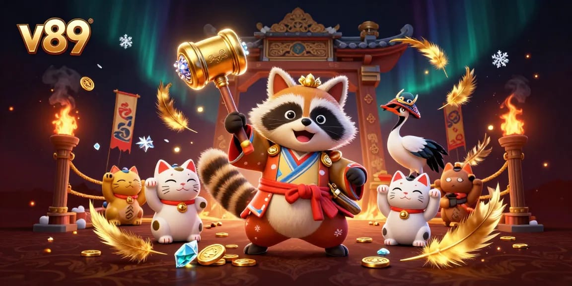 Mainkan slot online v89 dengan ikon keberuntungan yang ceria dan suasana festival Jepang yang meriah.