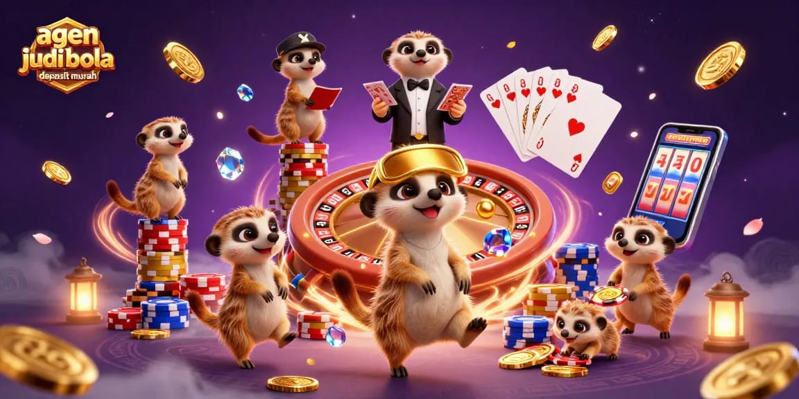 Bet on agen judi bola deposit murah with engaging meerkat casino scene full of excitement and action.