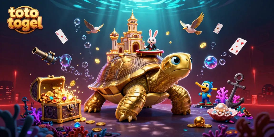Mainkan toto togel sambil menikmati ilustrasi taman permainan kasino yang meriah.