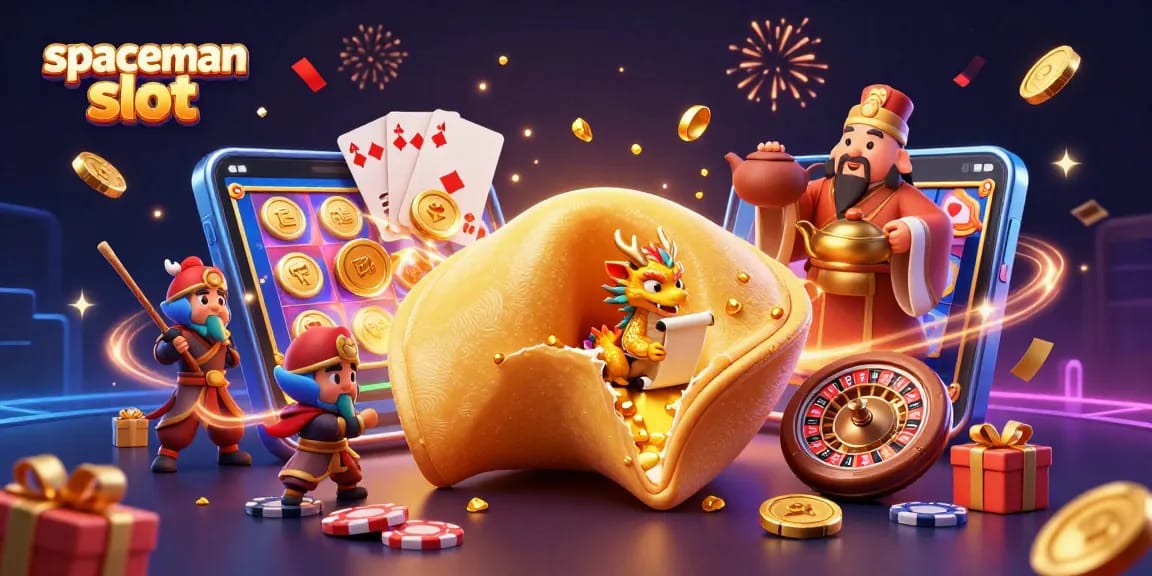 Permainan slot spaceman slot dengan karakter dan elemen kasino interaktif yang menarik.