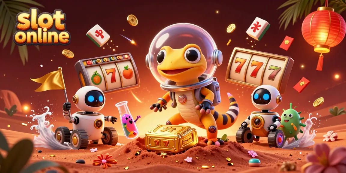 Spin slot online reels in a dynamic Martian casino setting, featuring cheerful alien characters and vibrant gambling elements.