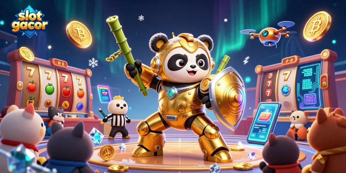 Slot gacor memukau para pemain dengan elemen slot dan simbol bertaburan penuh warna.