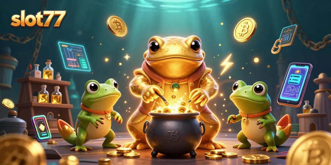Mainkan slot77 di dunia penuh petualangan dengan alkemis dan koin emas yang bersinar.