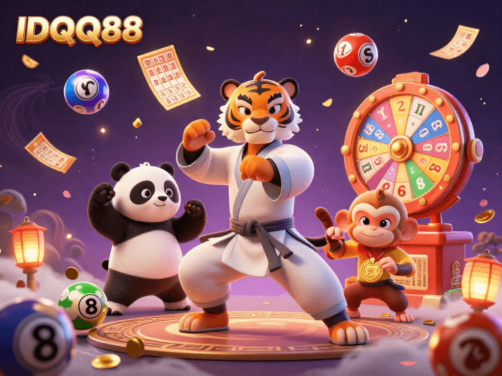 IDQQ88 captures the excitement of a vibrant lottery scene with dynamic characters and colorful elements.