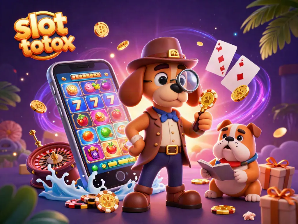 Spin to win with slot totox in this vibrant 3D casino adventure illustration.