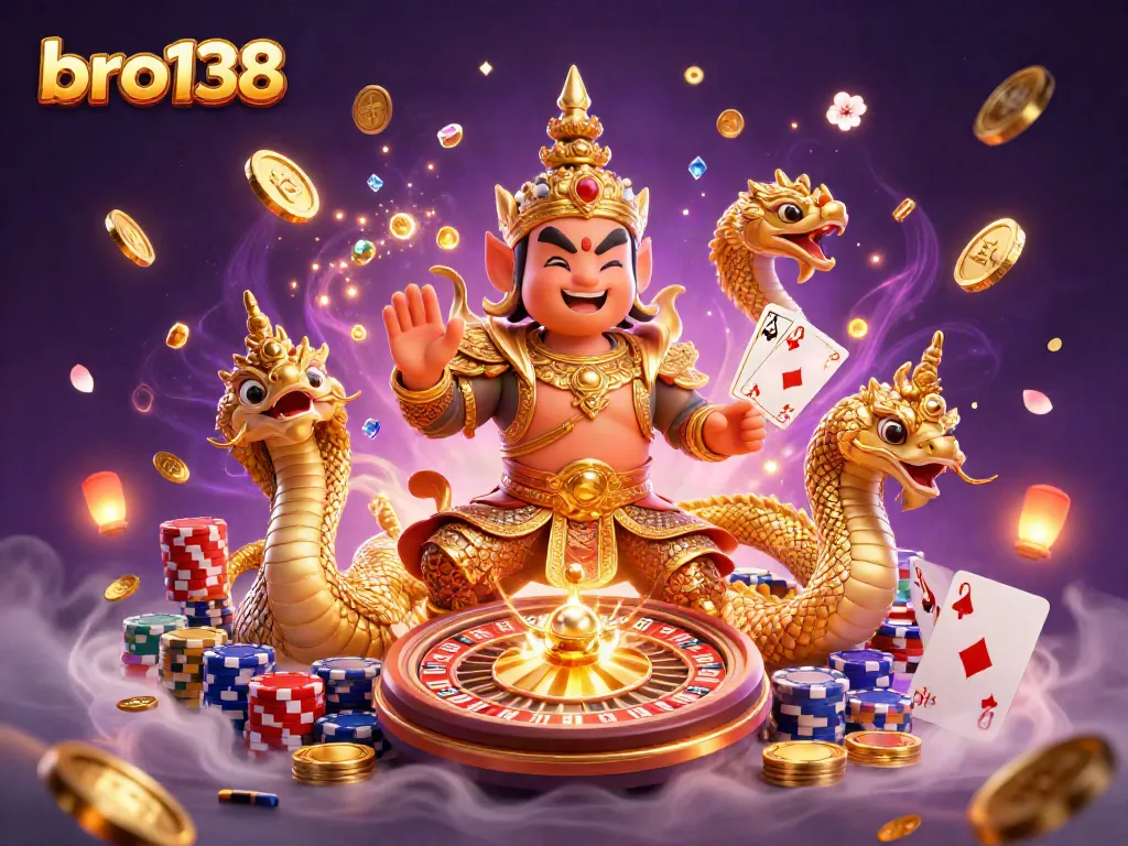 Engage with bro138 to win big by spinning a 3D roulette wheel and catching cascading coins in an electric atmosphere.