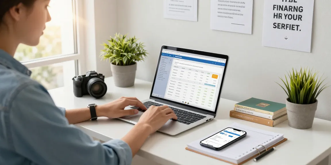 Managing finances with rokok88 link login in a modern home office, focused and organized.
