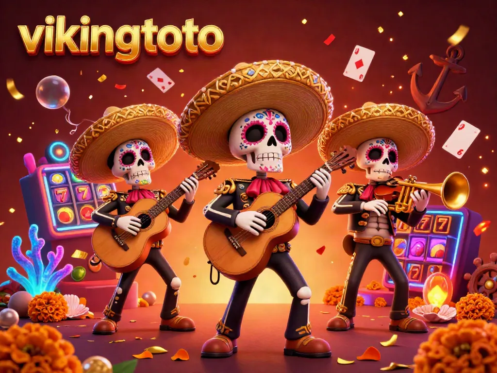 Experience vibrant gameplay with vikingtoto's interactive mariachis amidst casino symbols.