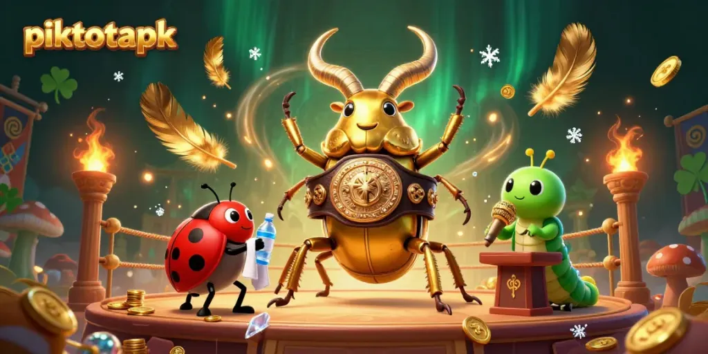 Experience thrilling bets with piktotoapk in this vibrant 3D digital illustration, showcasing a unique casino scene.