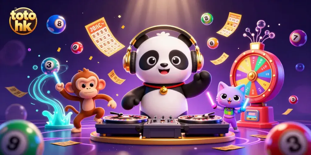 Menggandakan kesenangan bermain toto hk dengan DJ panda dan teman-teman dalam suasana kasino yang hidup.