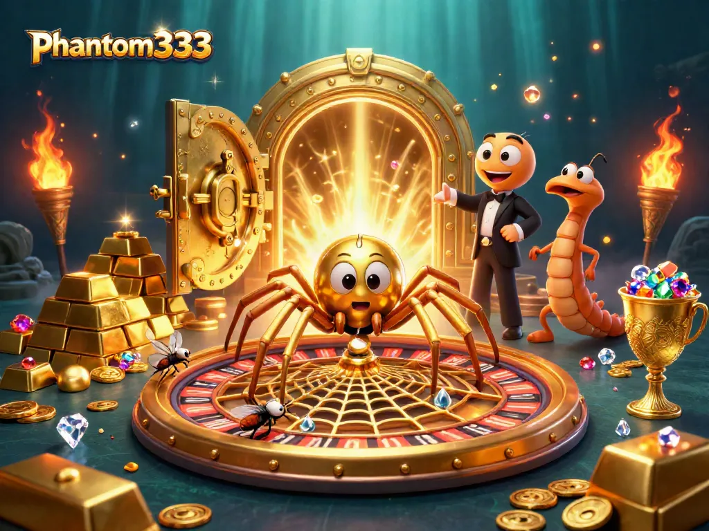 Place winning bets with phantom333 in this engaging 3D illustration of a roulette wheel scene.