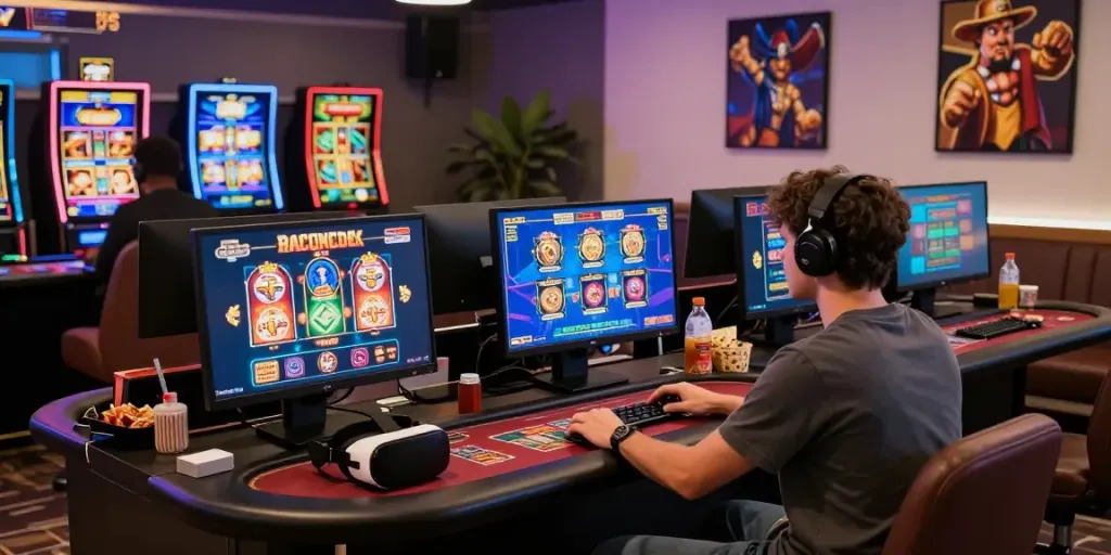 Pengguna natunatoto menikmati pengalaman bermain game online di ruang santai modern.
