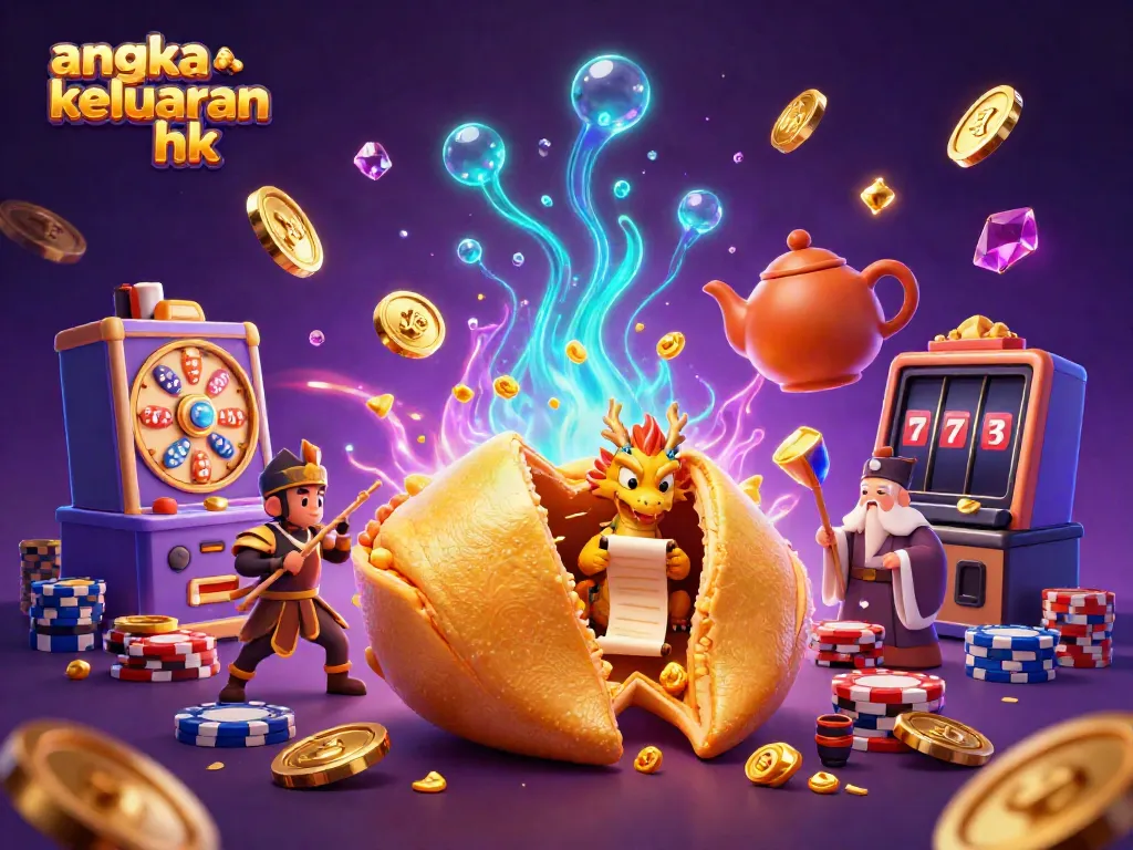 Menggambarkan angka keluaran hk dalam ilustrasi 3D bertema lotere dengan elemen berkilau dan karakter unik.
