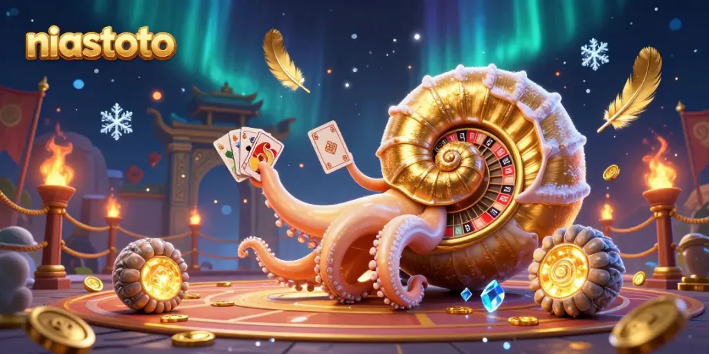 Experience niastoto's vibrant casino world with a giant nautilus roulette wheel and glowing ammonite companions.