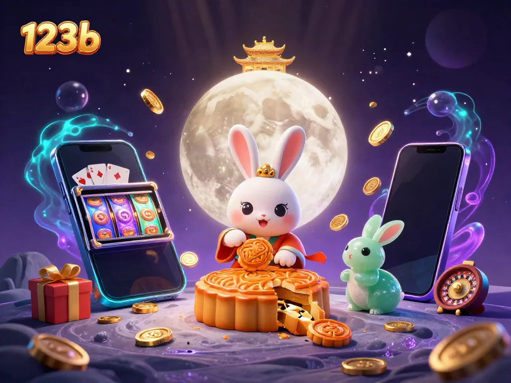 Engage in gambling excitement with 123b as a moon rabbit reveals poker chips from golden mooncakes.