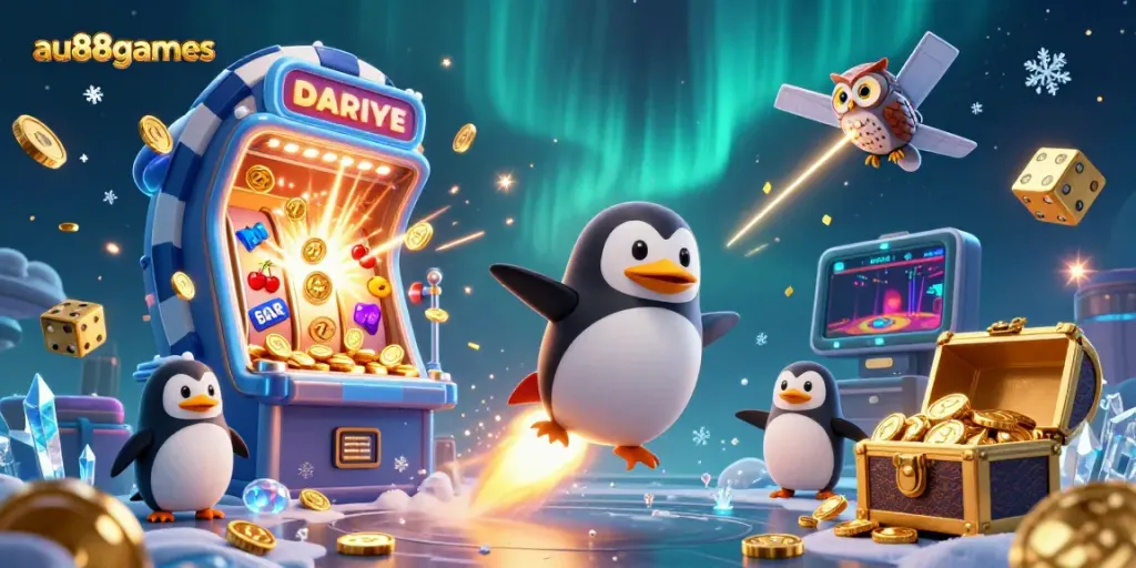 Play exciting casino games at au88games with a lively penguin-powered rocket adventure.