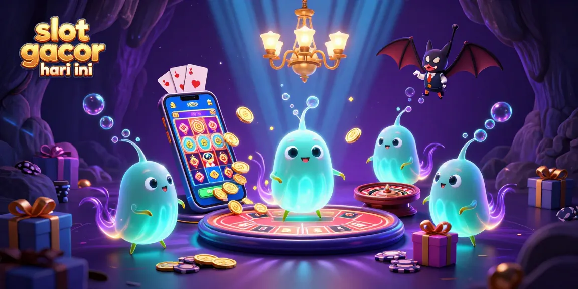 Engage with slot gacor hari ini through a vibrant 3D casino illustration showcasing dynamic characters and game elements.