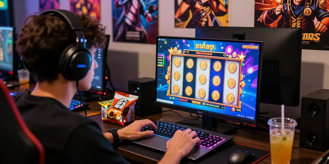 Pengguna bermain di sulap 338 dengan grafik permainan cerah, headset gaming, dan suasana penuh energi.