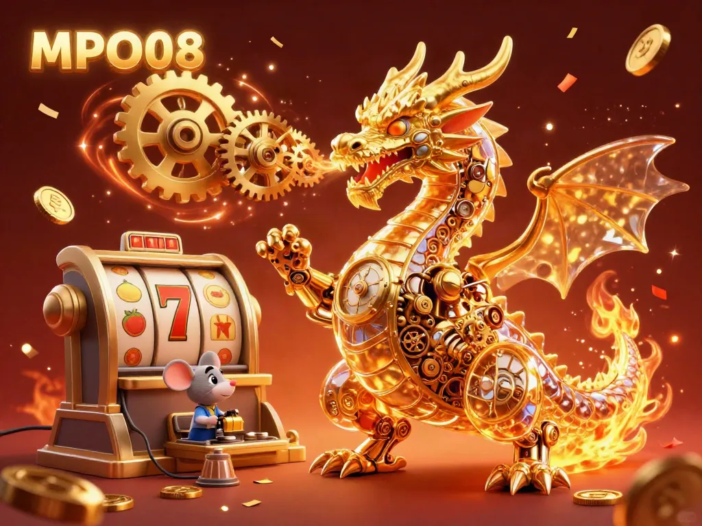 MPO08 showcases vibrant casino action with a golden dragon and immersive slot elements.