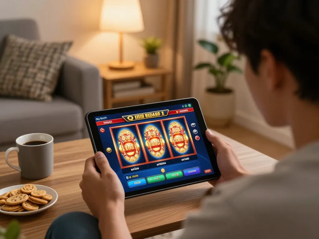 Bermain qqslot situs slot server Indonesia anti rungkad di tablet di rumah.