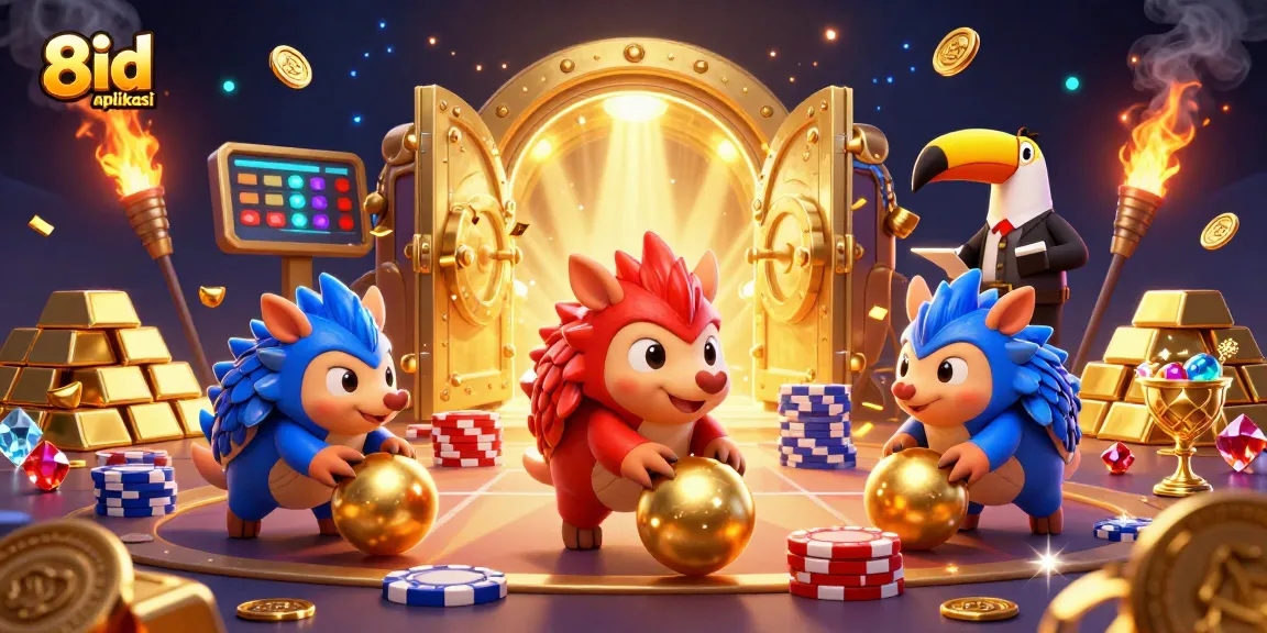 Experience thrilling gameplay in 8id aplikasi with vibrant pangolins bowling through poker chips.