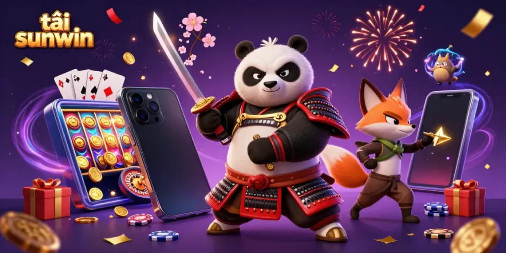 Engaging users with tải sunwin offers, showcasing a vibrant 3D casino scene with characters and gambling elements.