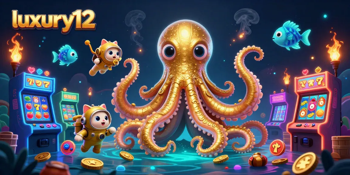 Engage with luxury12's exciting undersea casino adventure featuring a kraken and vintage diving cat.