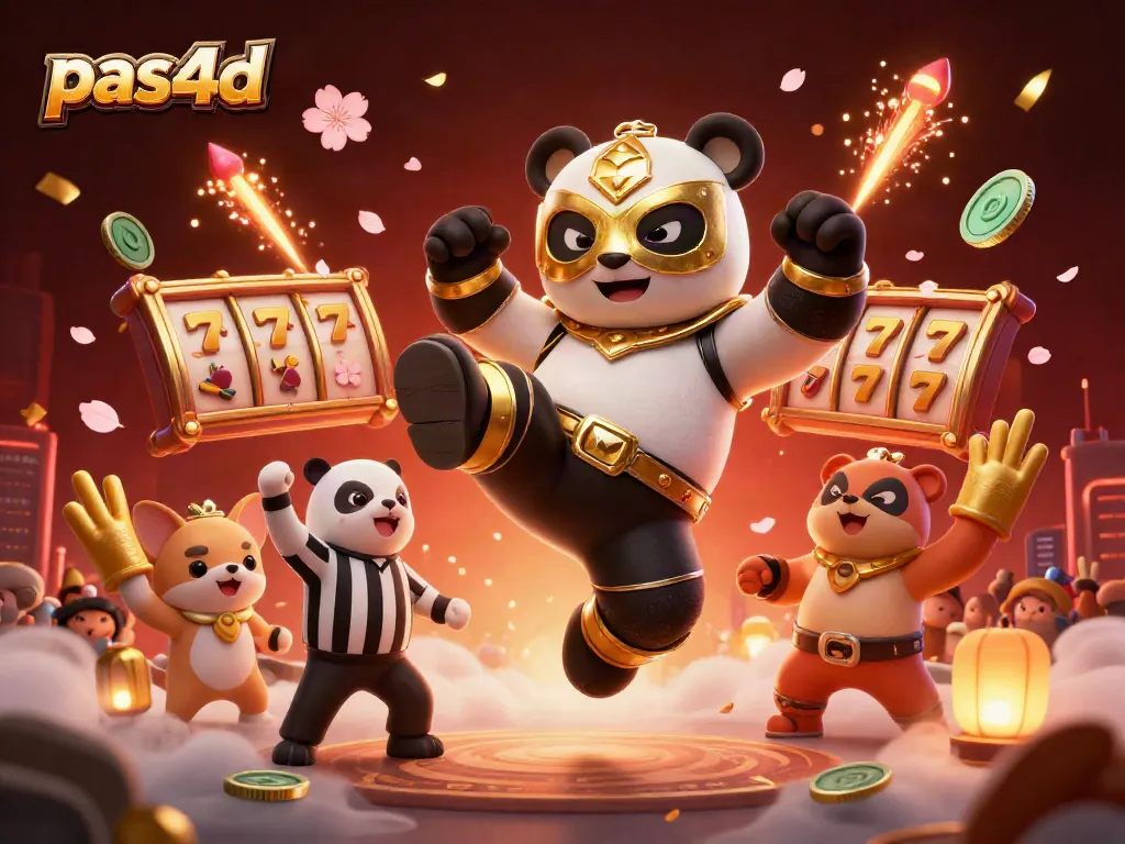 Aksi menyenangkan di pas4d dengan panda pejuang dan penonton hewan kecil di kasino.