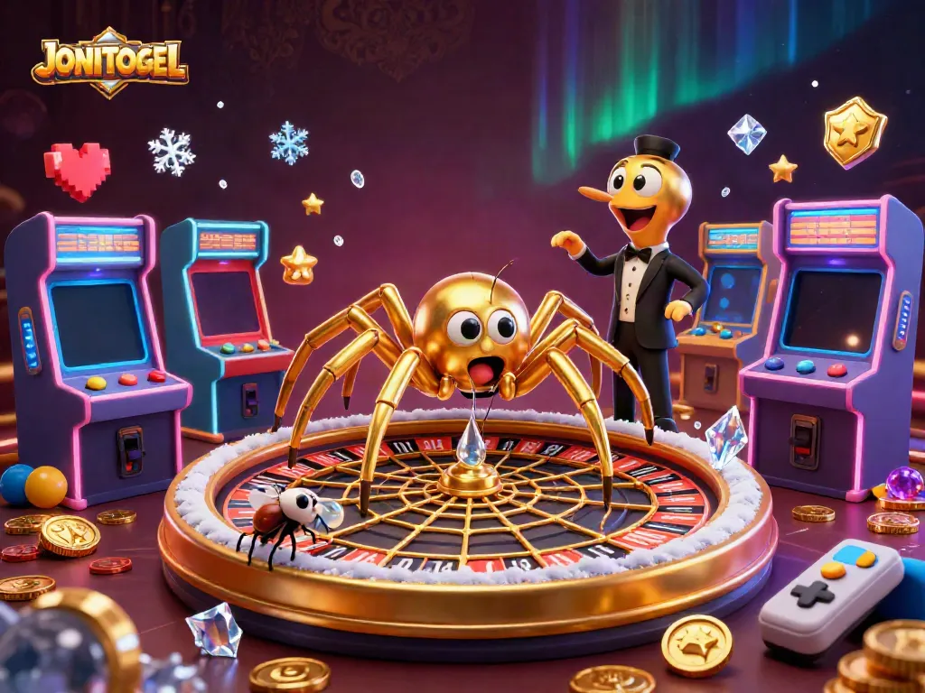 Experience the thrill of JONITOGEL as a fly nervously bets around a roulette wheel spun by a centipede croupier.