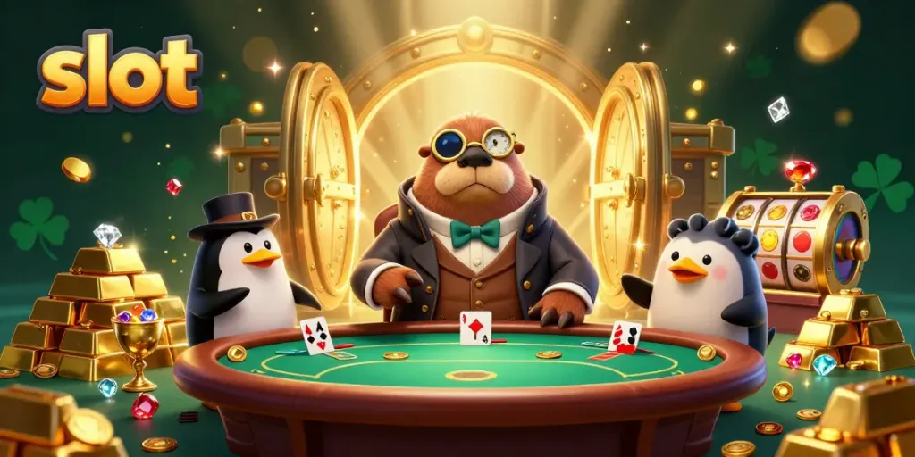 Spin the slot reels with excitement at this vibrant underwater poker game illustration