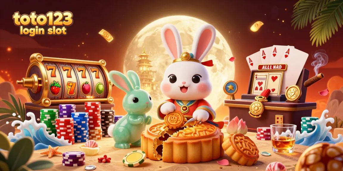 Toto123 login slot reveals exciting lottery elements amidst vibrant, lively casino art.