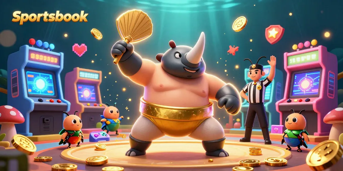 Experience the excitement of betting at a sportsbook with a vibrant scene of animated beetles and gaming elements.