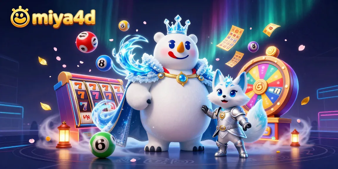 Engage with miya4d through vibrant casino games and dynamic lottery elements in this illustration.