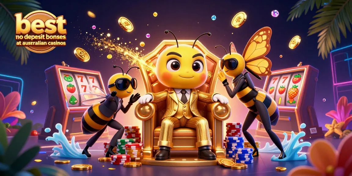 Discover the best no deposit bonuses at Australian casinos with vibrant casino-themed illustration