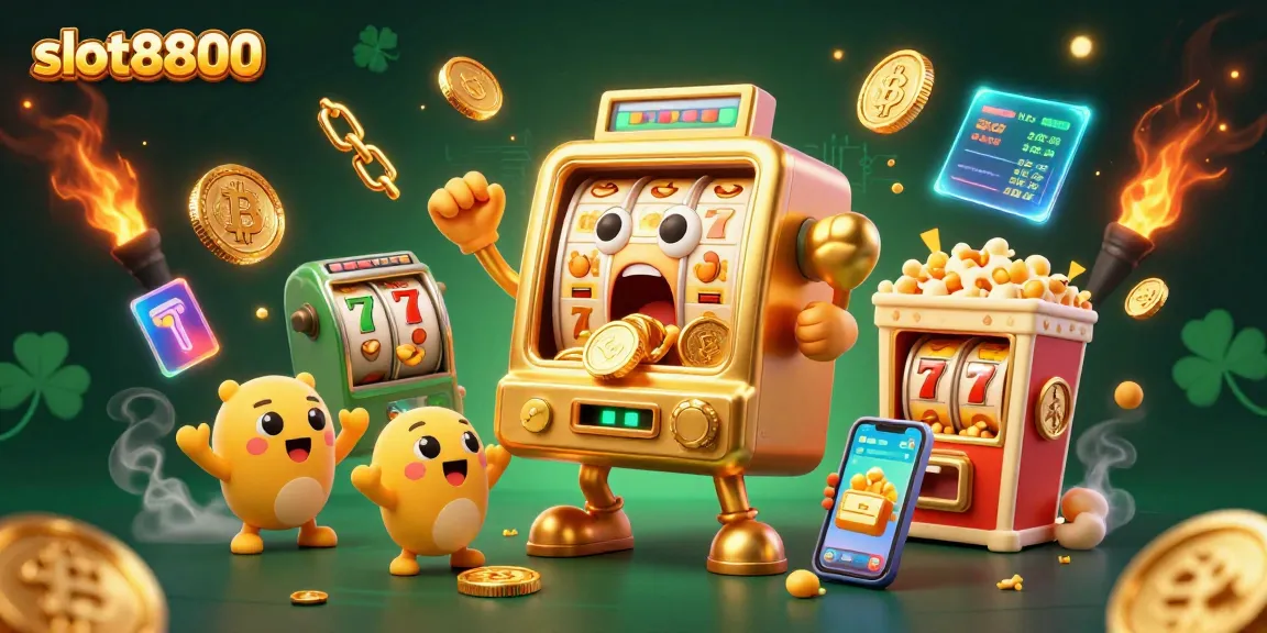 Menangkan jackpot dengan slot8800, mesin slot emas beraksi di latar yang cerah.