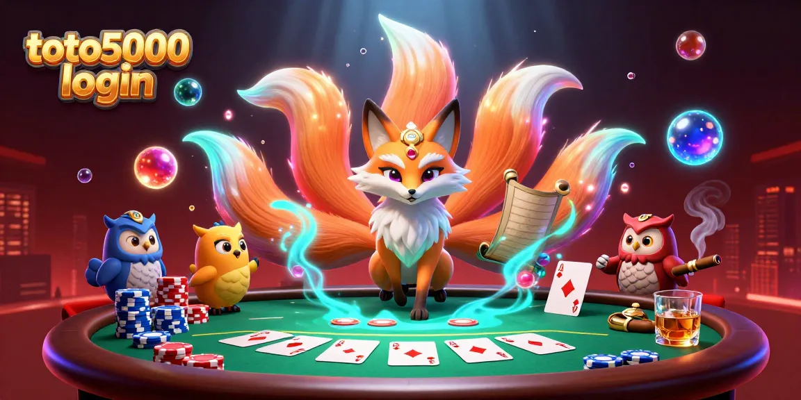 Access the thrilling world of toto5000 login with a vibrant casino-themed digital illustration.